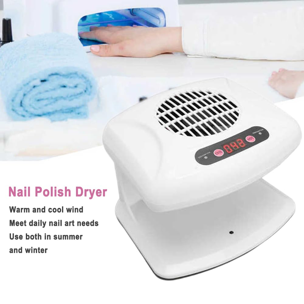 Professional Nail Dryer Fan for Gel & Regular Polish - Fast Drying with Warm & Cool Air Modes, Hands-Free Design for Home & Salon Use - Perfect for Manicures, Pedicures & Nail Art Sessions