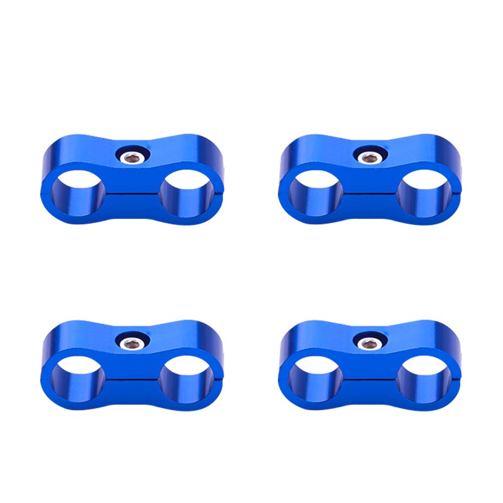 INCREWAY 4Pcs Blue Aluminum Hose Separator Clamp - AN10 Fuel Line Fitting Adapter for Fuel Hose, Oil Line, Brake Line & Water Pipe - Durable Mounting Solution for Automotive, Marine & Industrial Applications