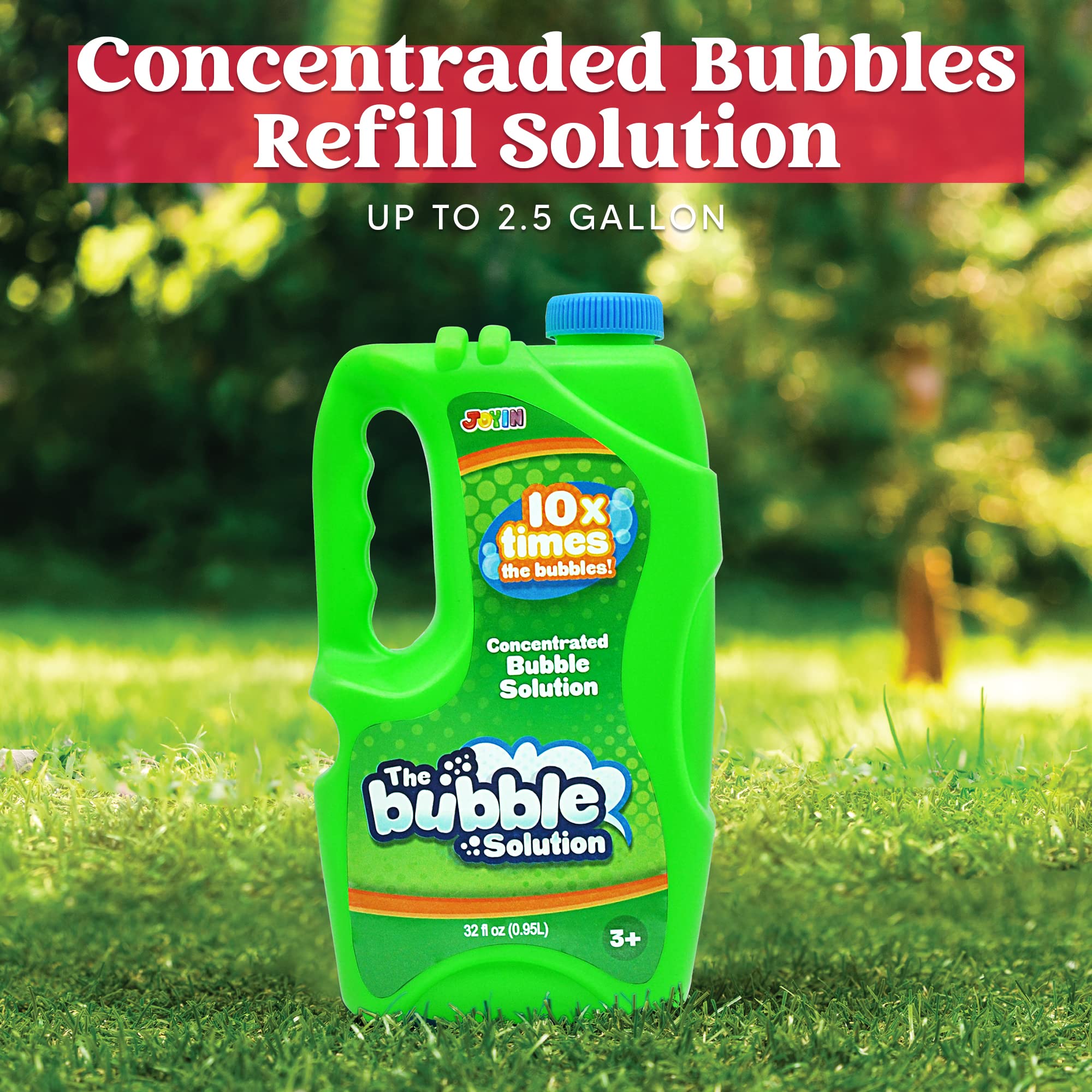 JOYIN 32 oz Concentrated Bubble Solution (Green) - Non-Toxic Bubble Liquid for Kids Outdoor Play, Birthday Party Favors, Summer Games, Classroom Prizes & Educational STEM Activities | Perfect for Backyard Fun, Park Adventures & School Events
