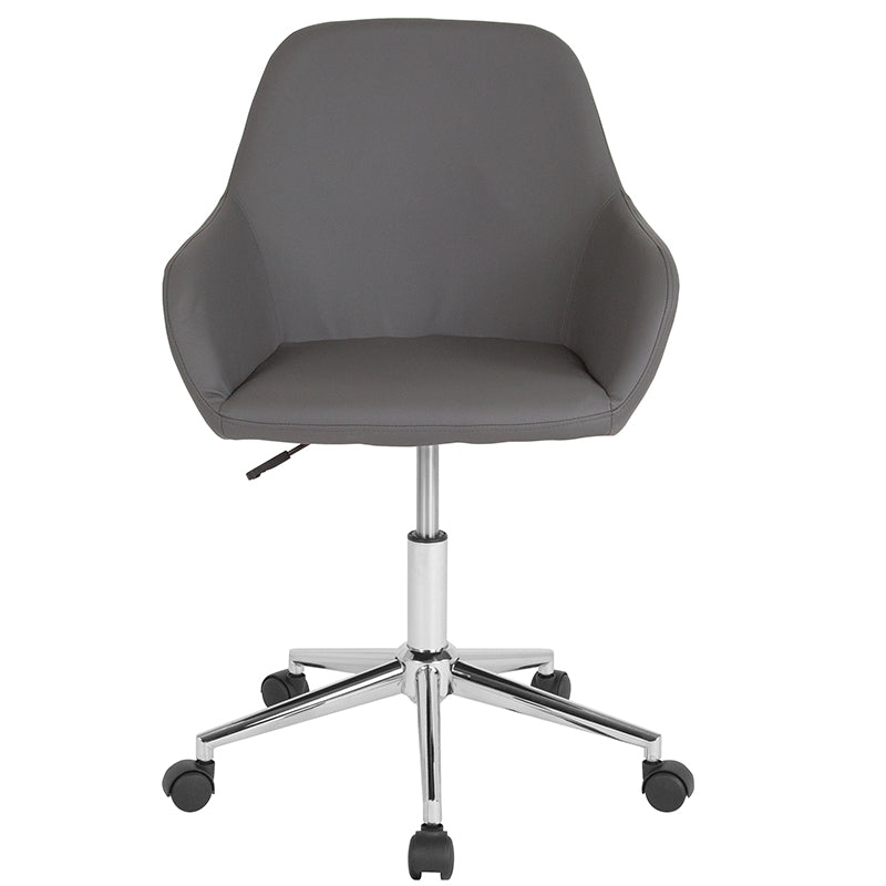 Premium Black Leather FLASH Cortana Mid Back Chair - Ergonomic Home & Office Desk Chair for Comfortable Working, Studying, and Gaming
