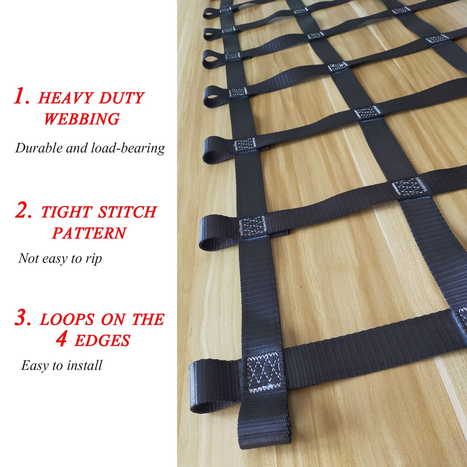Heavy Duty Cargo Net for Pickup Truck Bed - Customizable Auto SUV Trunk Storage Cover | Durable Mesh Webbing for Roof Rack, Tailgate & Ceiling | Perfect for Camping, Road Trips & Hauling Gear