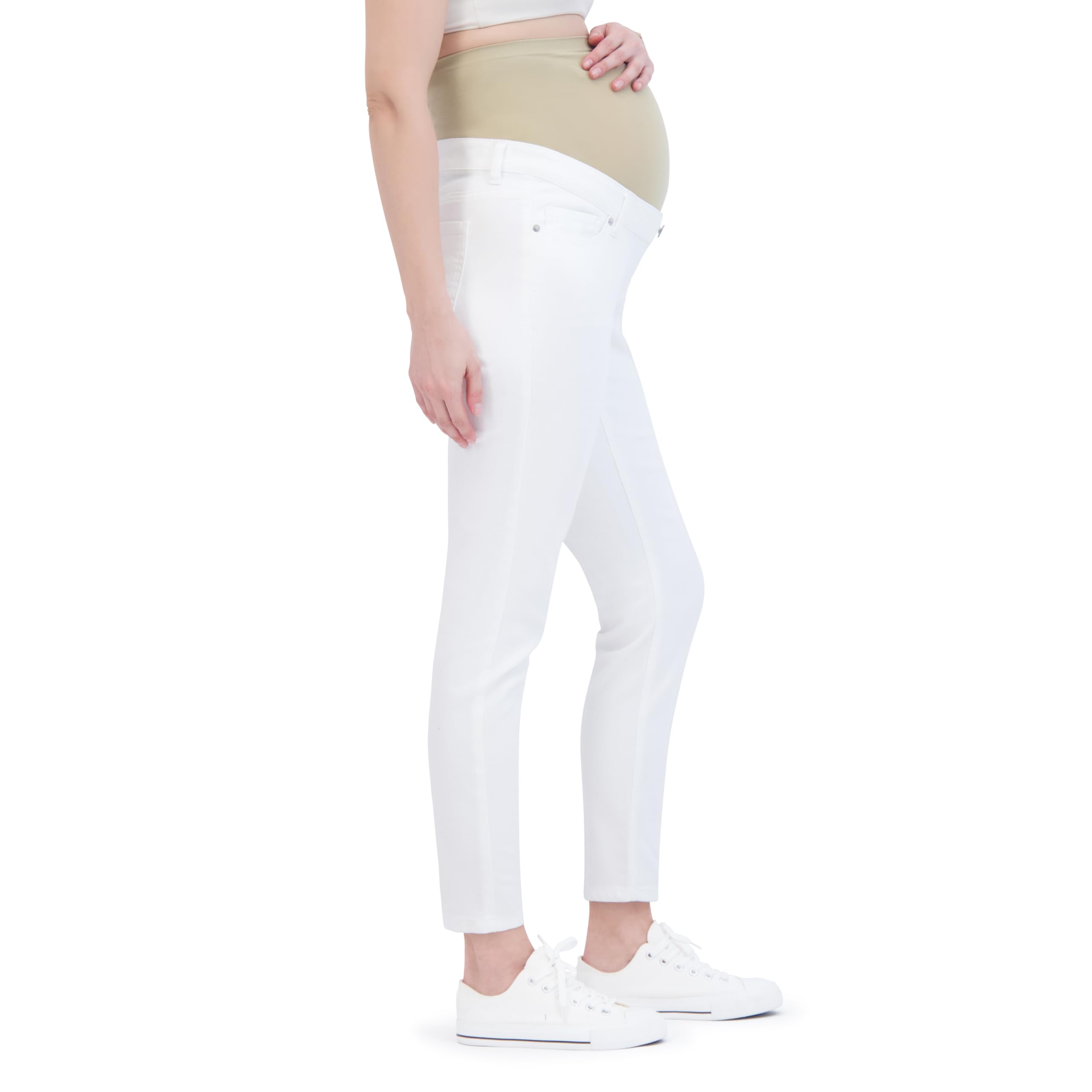 Women's Maternity Jeans Over The Belly with Adjustable Waistband & Belt Loops - Stretch Denim Pregnancy Pants for All Seasons - 27