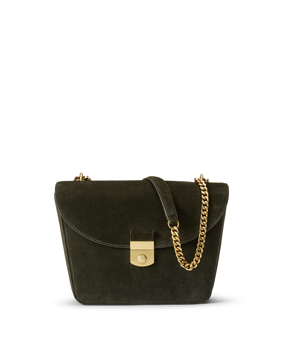Double Link Suede Flap Bag - Women's Crossbody Purse with Adjustable Strap, Fashionable Shoulder Bag for Daily Use, Work, and Evening Out