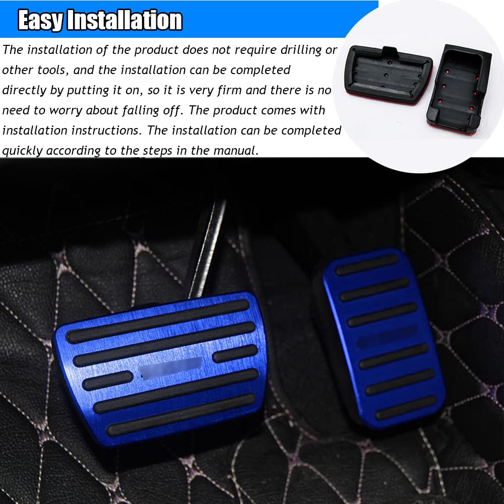 Custom Aluminum Alloy Anti-Slip Gas & Brake Pedal Covers for Honda 10th Gen Accord 2018-2022 - No Drilling Required 2-Piece Set (Blue) - Perfect for Car Interior Upgrade & Enhanced Driving Safety