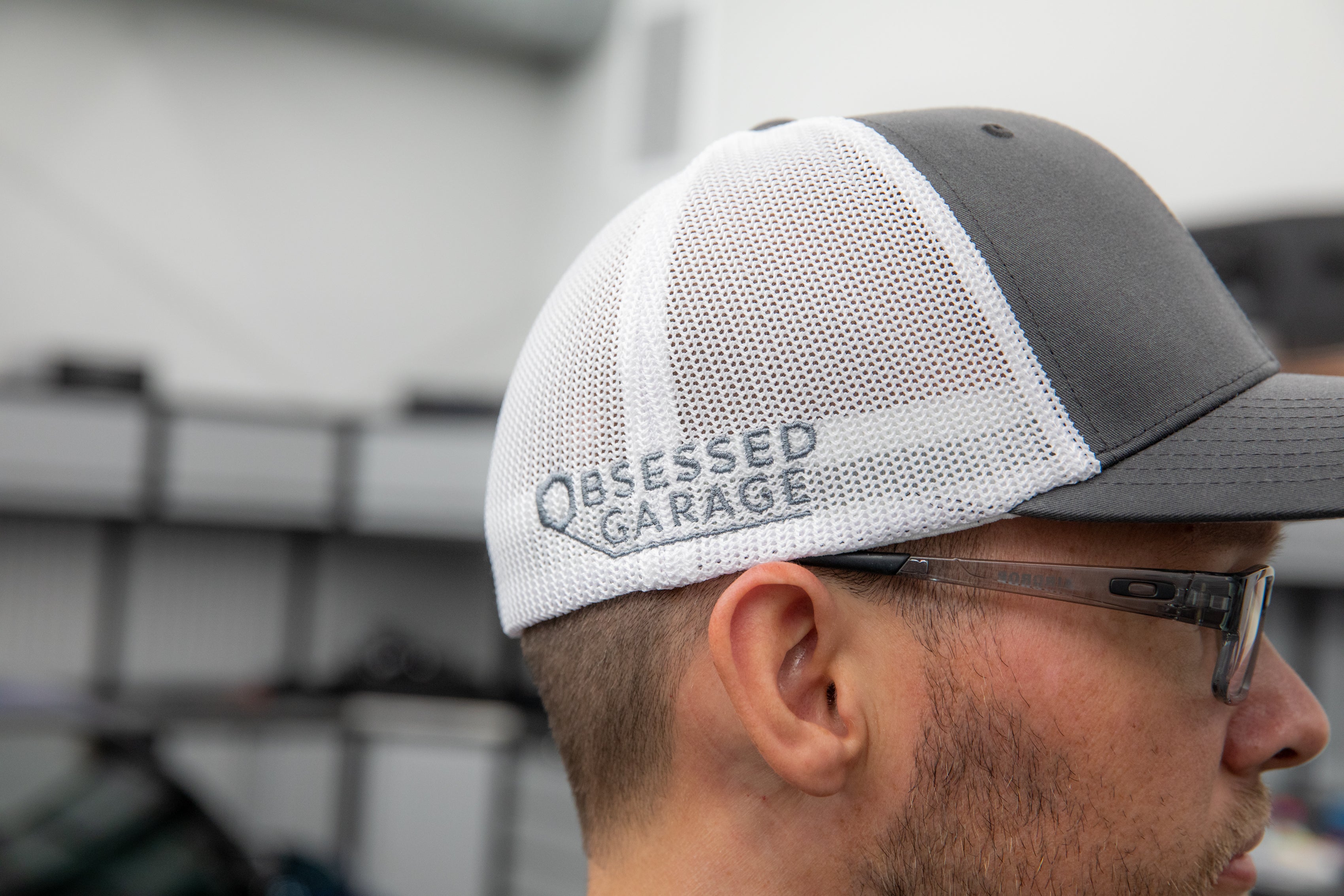Obsessed Garage Raised Hex Hat Flexfit Cap - Premium Adjustable Baseball Hat for Men & Women - Perfect for Car Enthusiasts, Racing Fans & Outdoor Activities
