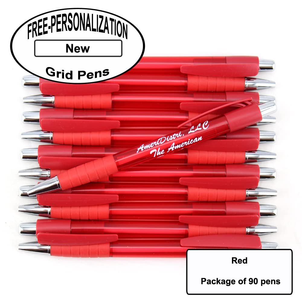 EZPENCILS & GIFTS – Premium Grid Pens with Comfort Grip – 90-Pack Bulk Office & School Supplies – Customizable FREE Personalization – Ideal for Writing, Note-Taking & Gift Giving
