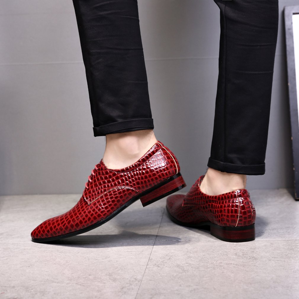 Men's Alligator Patent Leather Oxford Dress Shoes - Formal Wedding & Prom Shoes for Men - Perfect for Business, Office, and Special Occasions