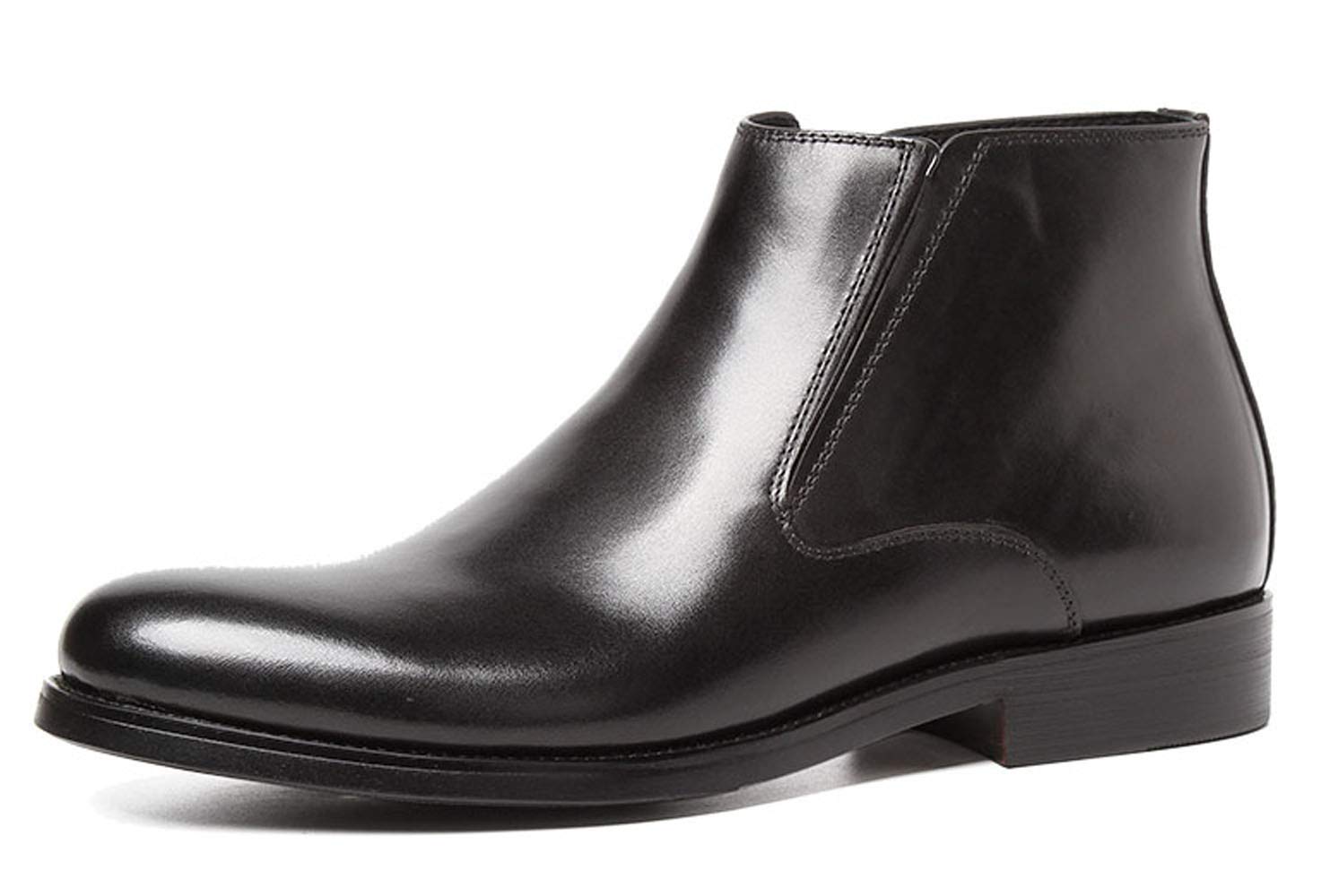 Santimon Men's Chelsea Boots - Genuine Leather Ankle Boots with Side Zipper, Fashion Dress Boots for Men in Black & Tan - Perfect for Casual, Office & Night Out