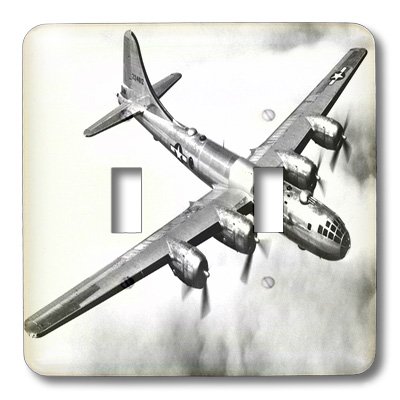 3D Printed B-29 Bomber Airplane in Flight Light Switch Cover - Vintage Aircraft Decor for Bedroom, Living Room, or Man Cave