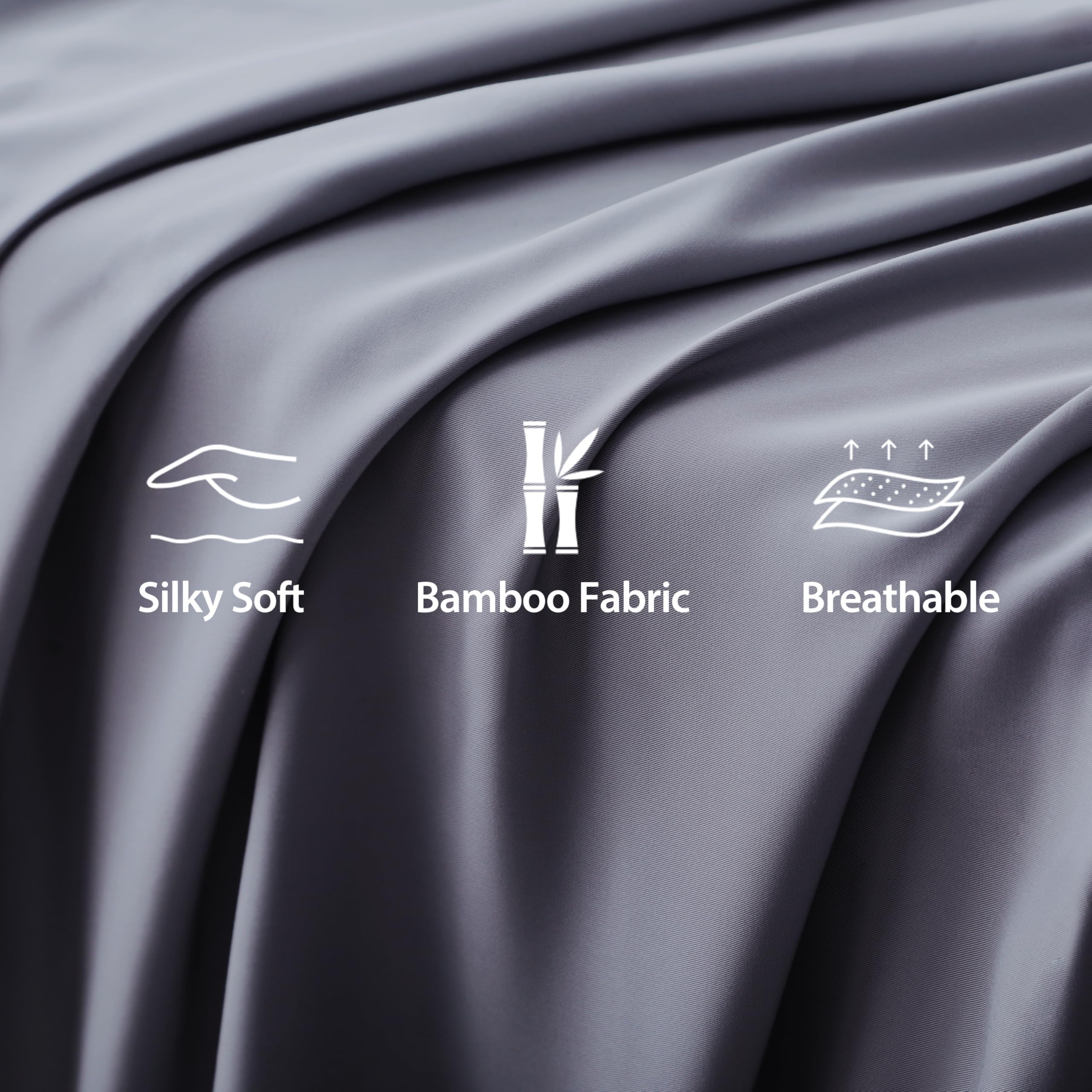 Luxury Bamboo Viscose King Size Flat Sheet - Sateen Weave, Ultra Soft & Cooling for Hot Sleepers, Breathable & Silky Smooth - Perfect for Summer Nights & All-Season Comfort (Dark Grey, King)