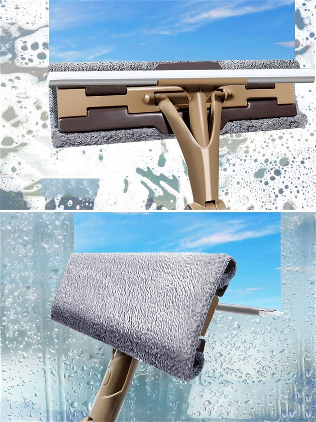 Extendable Rotating Shower Squeegee - Professional Window Glass Cleaner for High Windows, Mirrors, Showers & Cars - Adjustable Handle (Color B) - Perfect for Bathroom Cleaning, Car Washing & Hard-to-Reach Surfaces