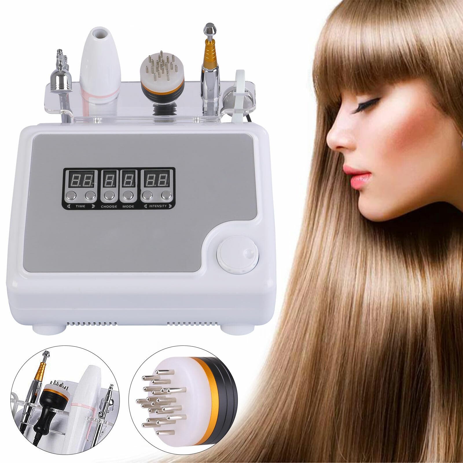 High Frequency Microcurrent Hair Growth Scalp Care Treatment Sprayer Machine with Iontophoresis - Adjustable Time & Intensity ABS for Hair Regrowth & Scalp Health - Perfect for Home Salon & Professional Hair Care Treatments