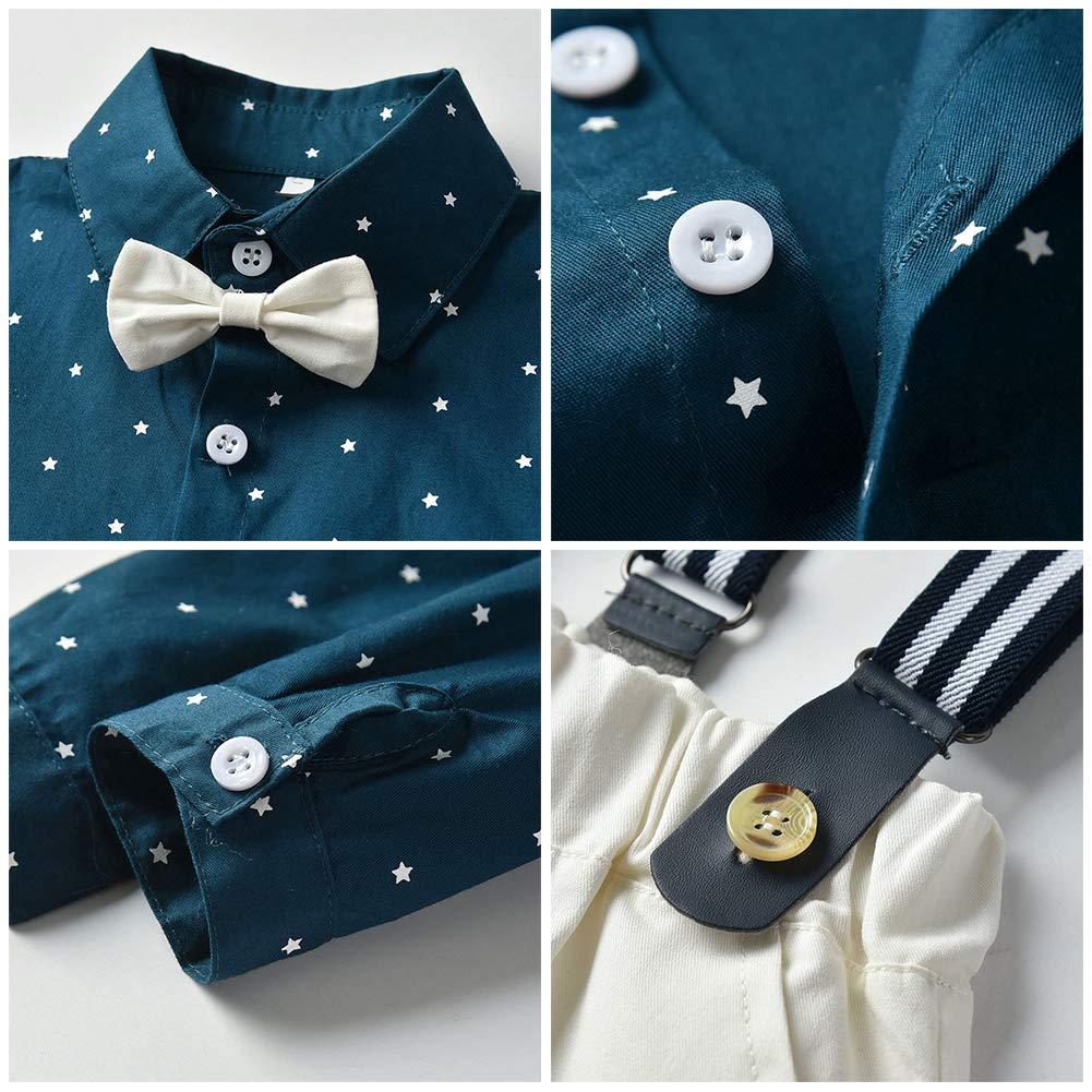 OBEEII Boys Formal Suit Set - Dress Shirt with Bow Tie, Suspenders & Pants for Wedding, Party & Special Occasions | Kids Dresswear & Playwear