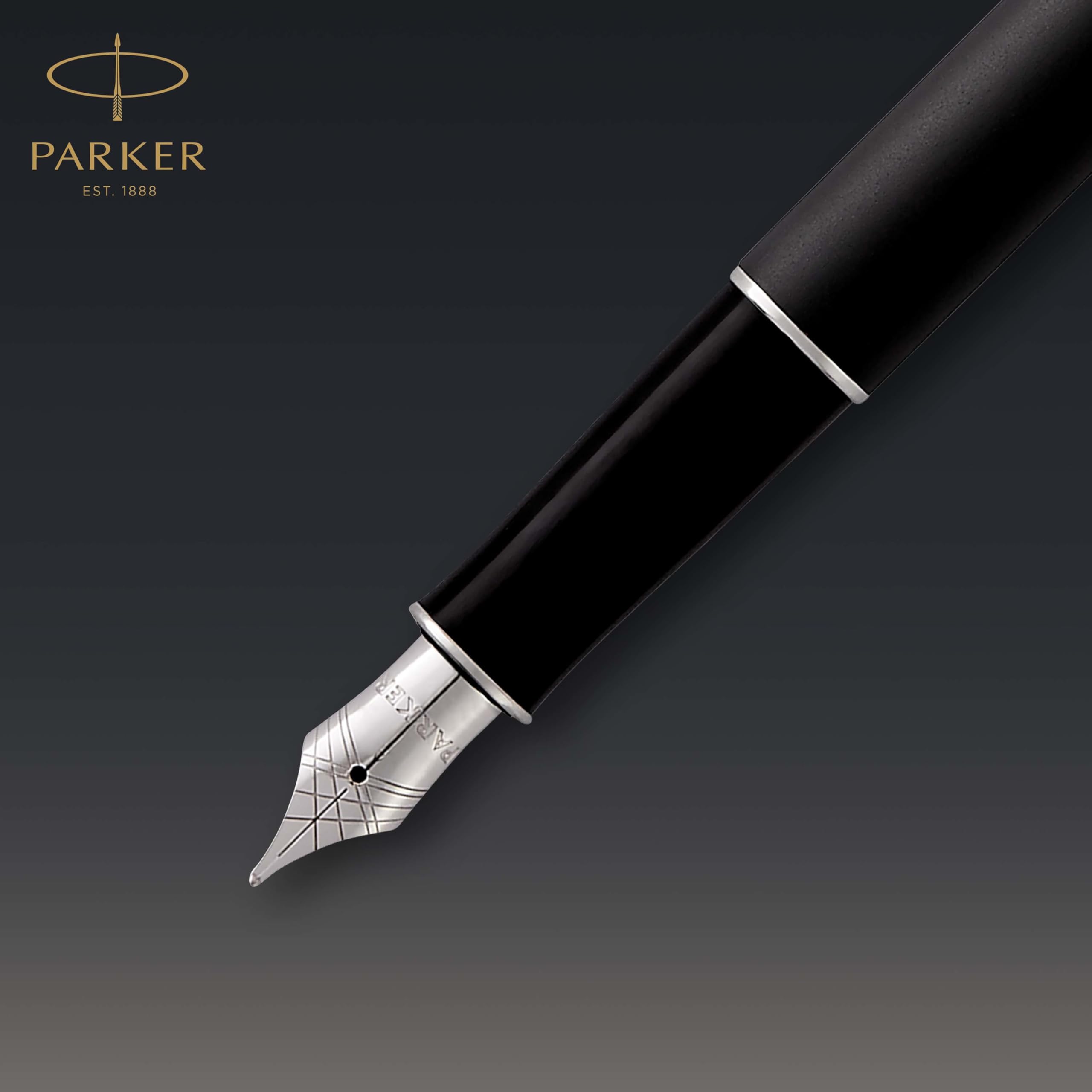 PARKER Sonnet Fountain Pen - Matte Black Lacquer with Palladium Trim, Fine Nib (1931521) | Premium Writing Instrument for Business, Calligraphy & Gift Giving