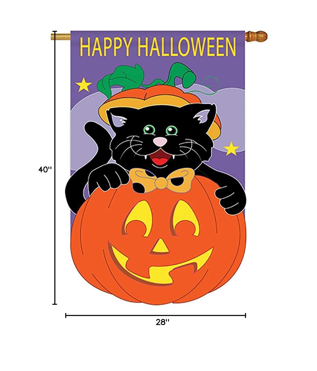 Black Cat Halloween House Flag 28