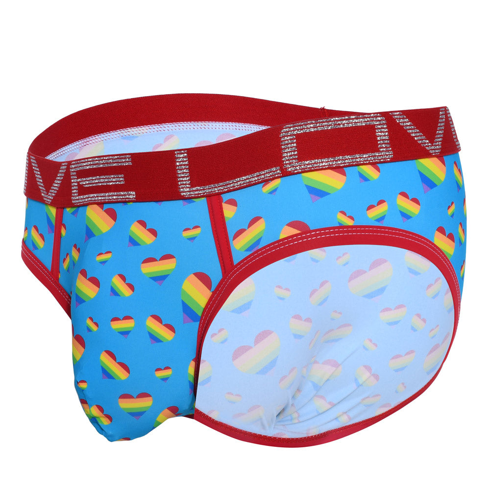 Andrew Christian Almost Naked Love Pride Hearts Brief - LGBTQ+ Pride Underwear for Men, Comfortable & Stylish Low Rise Briefs - Perfect for Pride Events, Date Nights & Everyday Wear