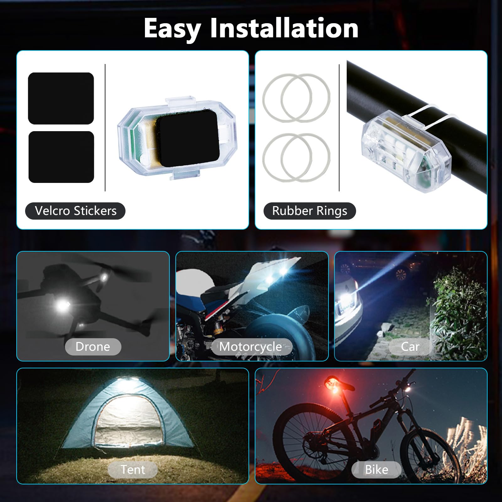 LECART High Brightness Wireless LED Strobe Light with Remote - 7 Color Rechargeable Anti-Collision Safety Lights for Cars, Motorcycles, Bikes & Drones | Perfect for Night Riding, Emergency Signaling & Vehicle Visibility