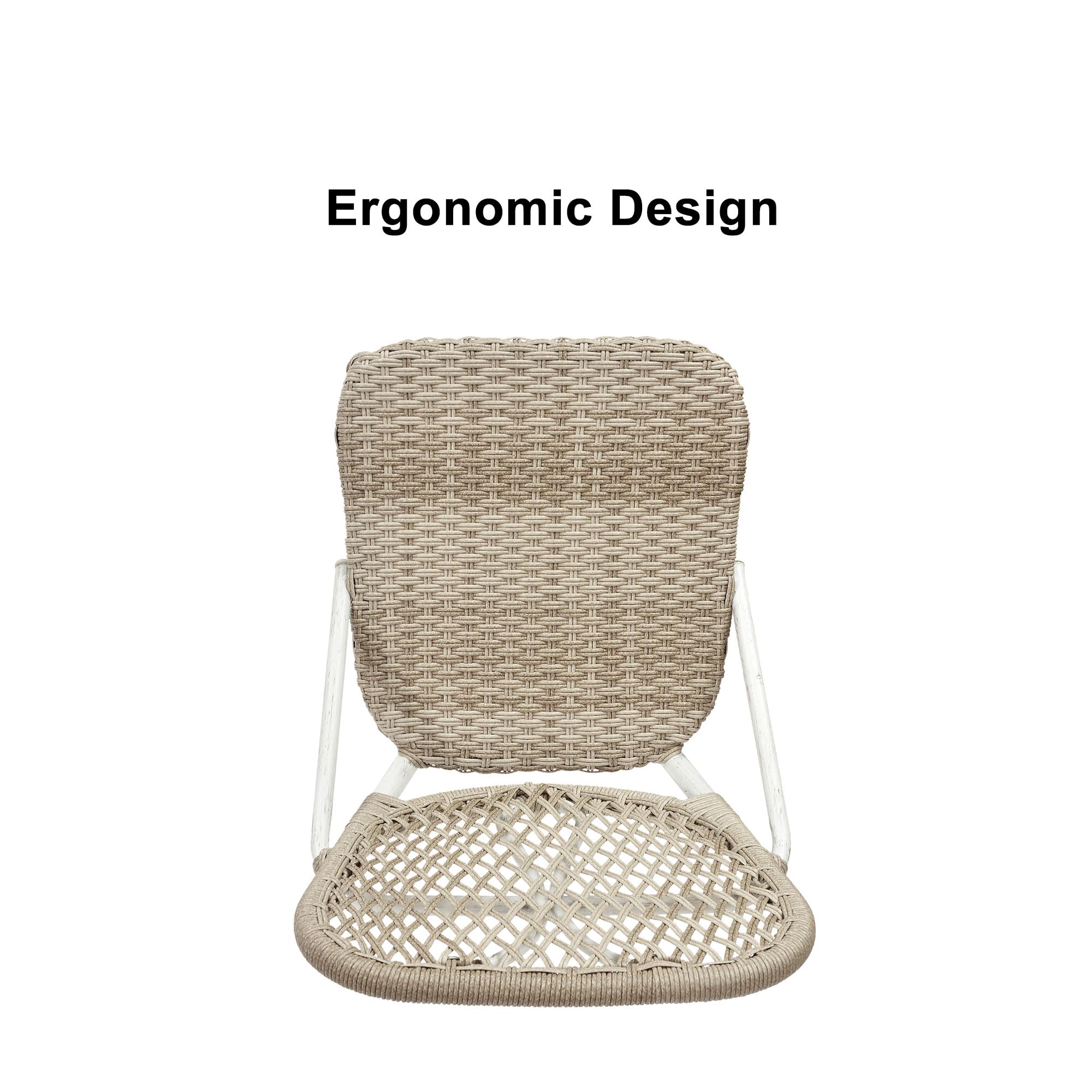 PURPLE LEAF French Counter Height Bar Stools Set of 4 - Rattan Aluminum Patio Barstools with Bamboo Pattern Finish & Back Support for Outdoor Kitchen Island, Poolside, Garden Bar - Light Beige | Perfect for Backyard Entertaining, Outdoor Dining & Lounge Areas