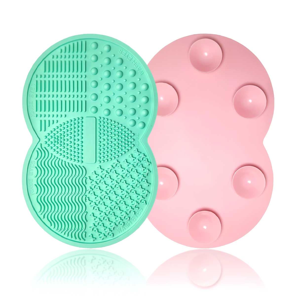 2 Pcs Silicone Makeup Brush Cleaning Mat with Suction Cups - Green & Pink | Professional Cosmetic Brush Cleaner Tool for Daily Makeup Routine & Travel | Perfect for Home, Salon & On-the-Go Use