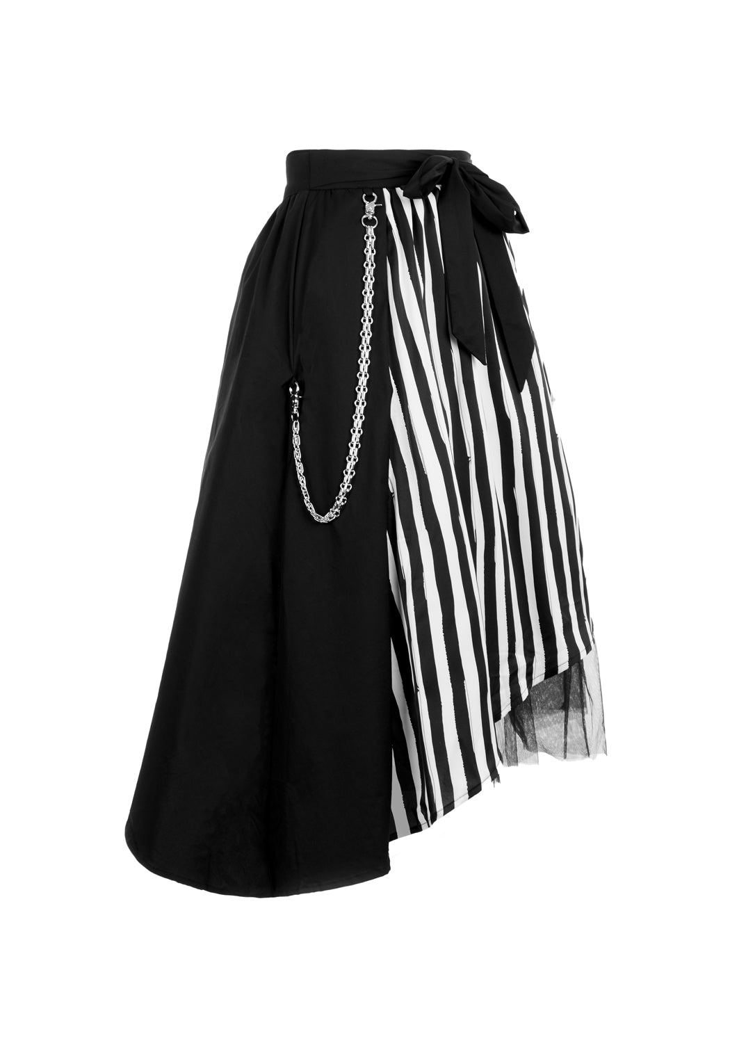 PARANORMAL Asymmetric Midi Skirt for Women - Gothic A-Line Pleated Skirt | Perfect for Halloween, Cosplay & Dark Fashion Outfits