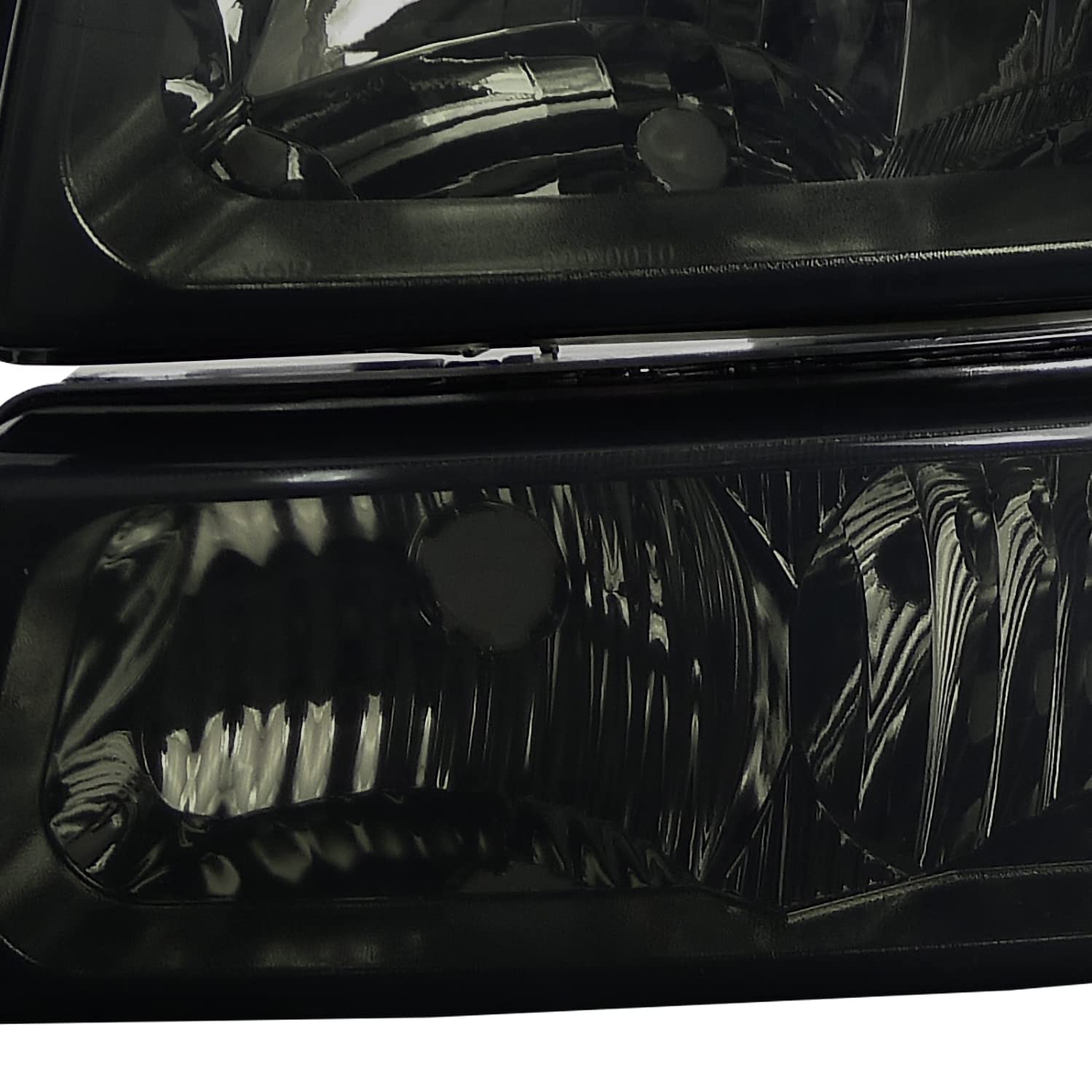 Spec-D Tuning LED Halo Glossy Black Projector Headlights with Clear Bumper Lamps - Compatible with Chevy Silverado (Left & Right Pair) | Upgrade Your Truck's Style & Night Visibility for Off-Roading & City Driving