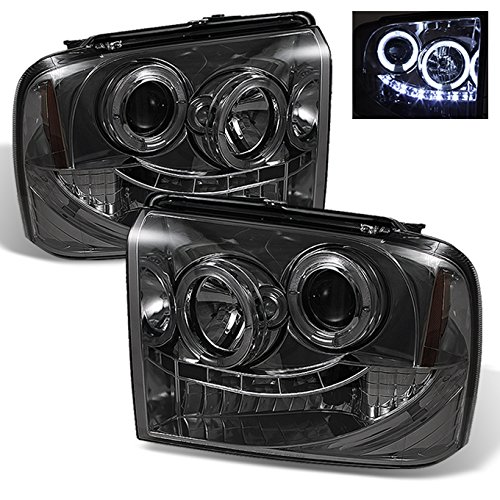 AKKON Smoked Dual Halo Ring LED Projector Headlights & LED Tail Lights for Ford F250 F350 F450 F550 Super Duty Trucks - Upgrade Your Night Driving & Off-Road Adventure