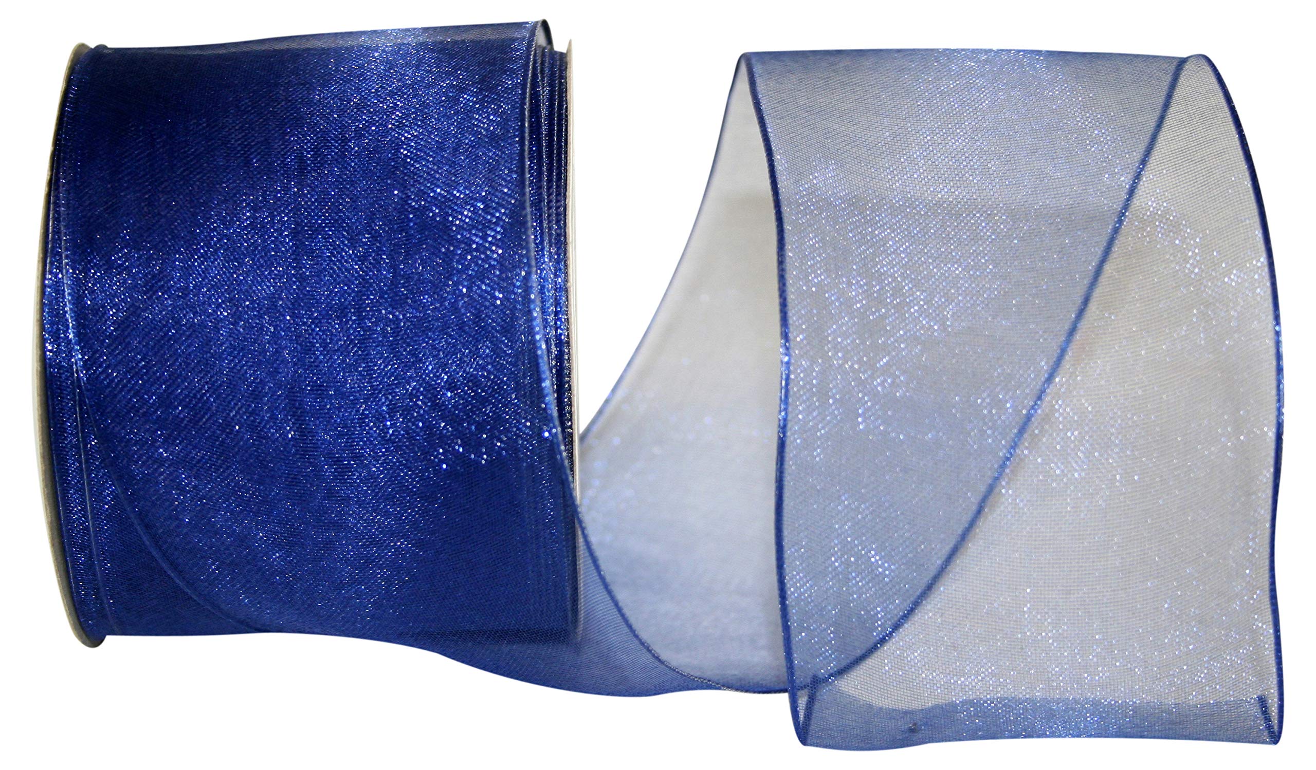 Reliant Ribbon Elegant Woven Sheer Wired Edge Ribbon - 2.5 Inch x 25 Yards, Royal Blue - Perfect for Gift Wrapping, Wedding Decorations & Craft Projects