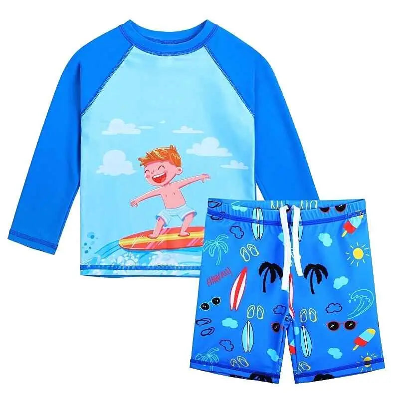 Adorable Long Sleeve Cartoon Swimwear for Toddlers - UPF 50+ Sun Protection Baby Bathing Suit | Perfect for Beach, Pool & Summer Water Play