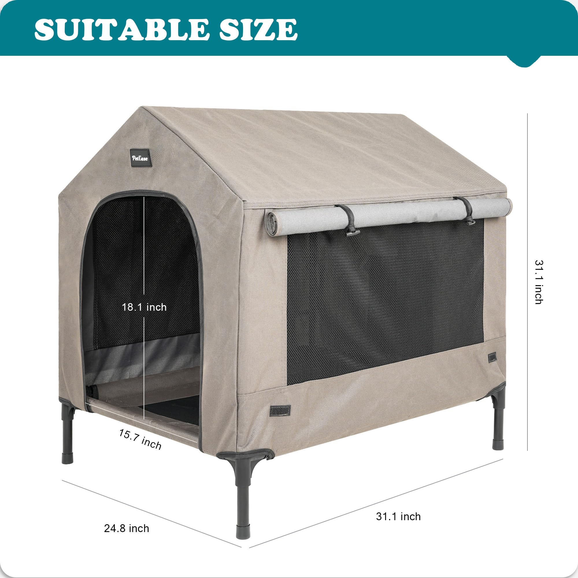2-in-1 Elevated Dog Bed with Removable Cover - Indoor/Outdoor Pet Shelter for Small Dogs & Cats - Perfect for Patio & Camping
