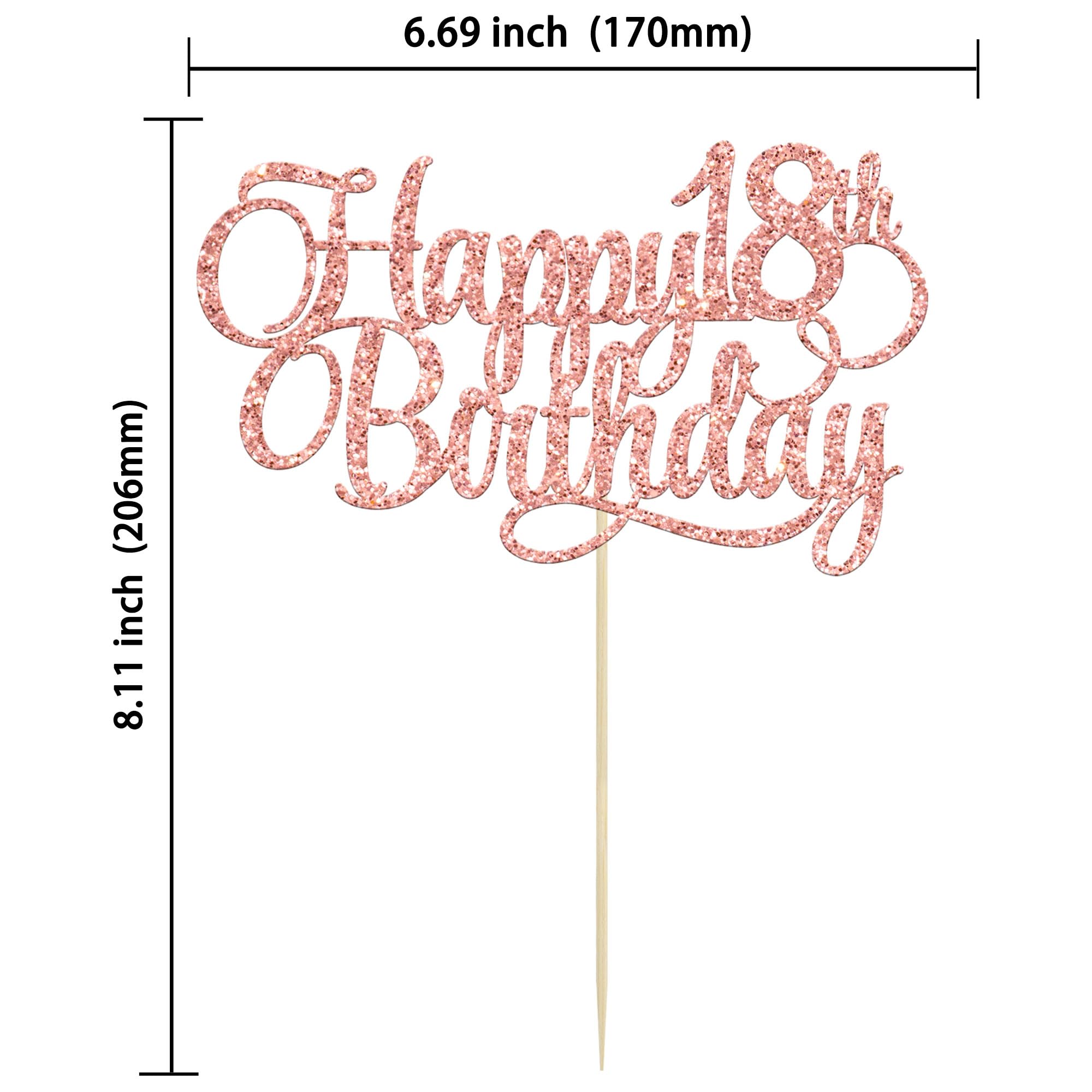 1 Pack Happy 18th Birthday Cake Topper - Glitter Number 18 Cake Decoration for Eighteen Years Old Birthday Party Supplies (Rose Gold) - Perfect for Anniversary Celebrations, Sweet 16 Parties & Milestone Events