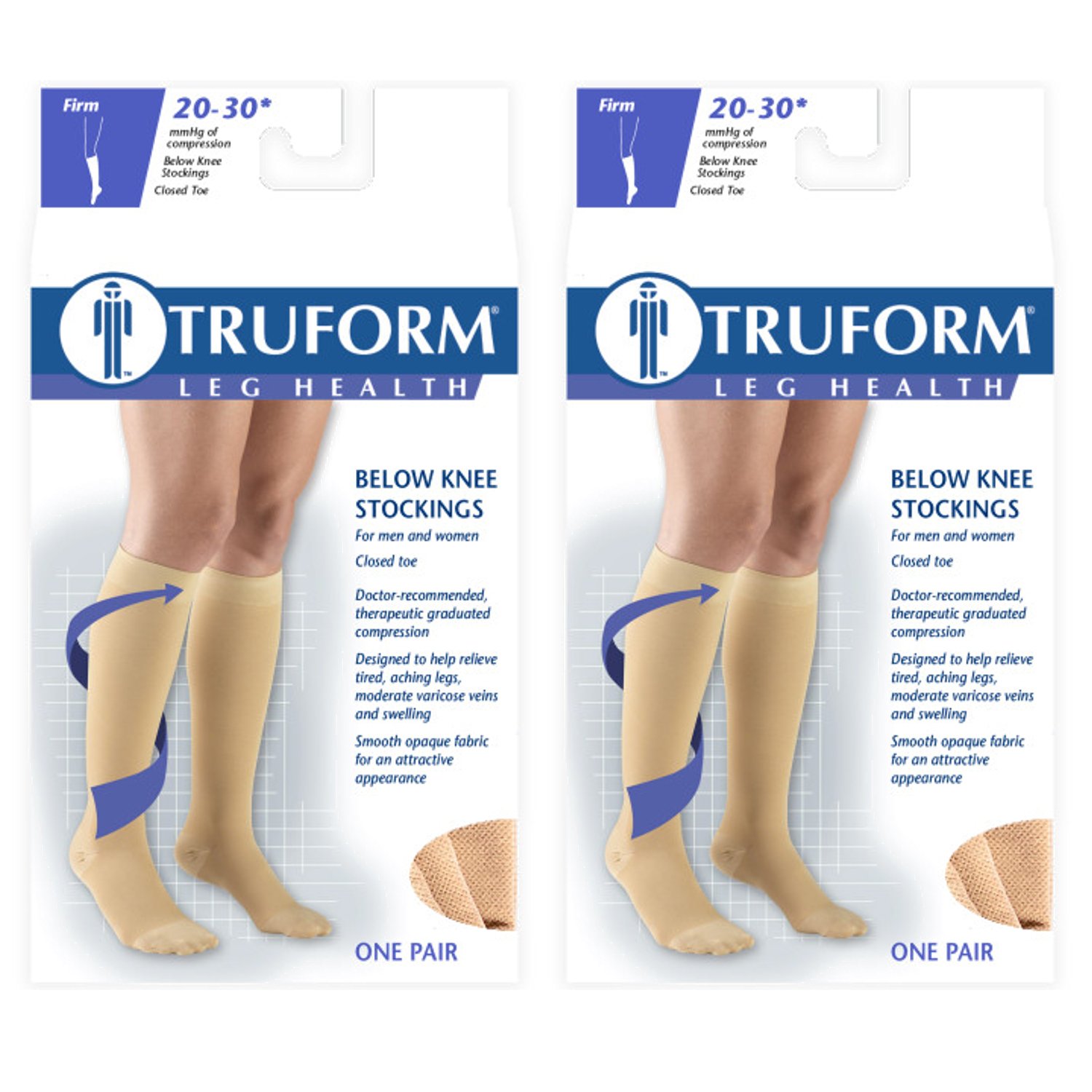 Truform 20-30 mmHg Compression Socks for Men & Women - Knee High Support Stockings, Closed Toe, Black (Small, 2-Pack) - Ideal for Travel, Varicose Veins & Circulation Support