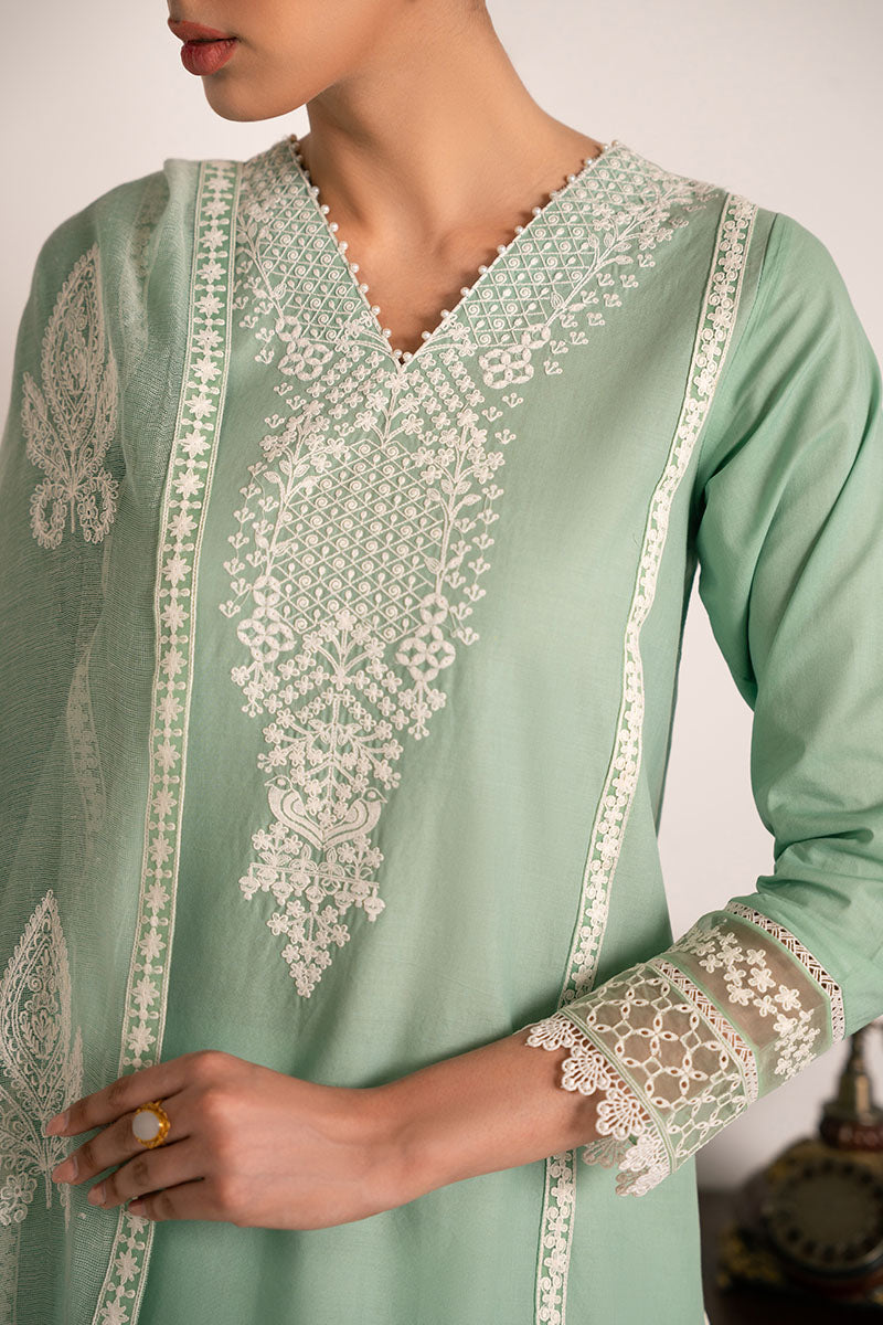 Green Glimmer 2-Piece Set (Shirt & Dupatta) - Elegant Ethnic Outfit for Women, Perfect for Weddings, Festivals & Special Occasions