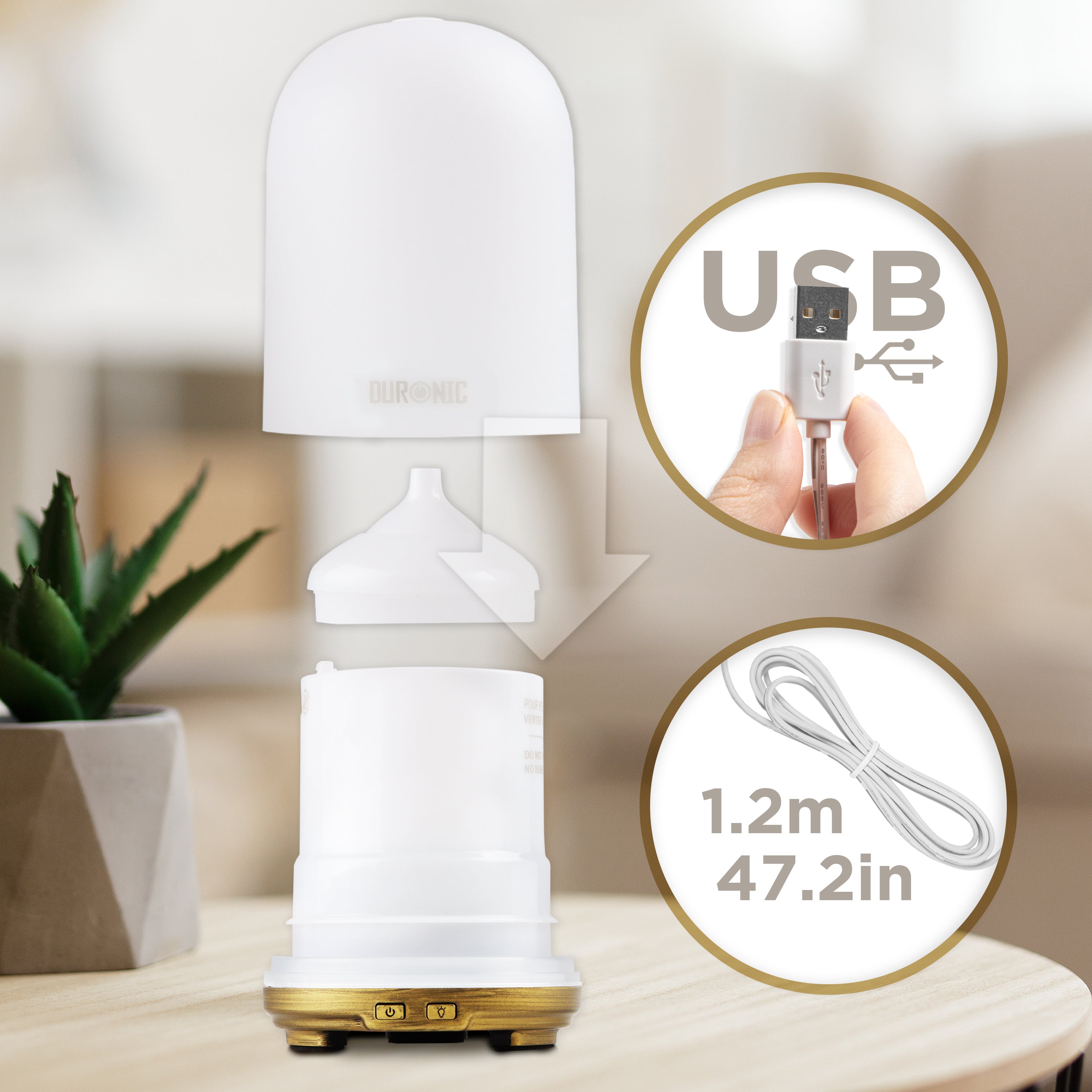 Duronic AD11 100ml Ultrasonic Essential Oil Diffuser with 7 Color LED Lights - Aromatherapy Diffuser for Home, Office, Bedroom & Spa - Compact Electric Oil Scented Humidifier for Relaxation, Sleep & Stress Relief - Perfect for Yoga, Meditation and Creating a Calming Atmosphere