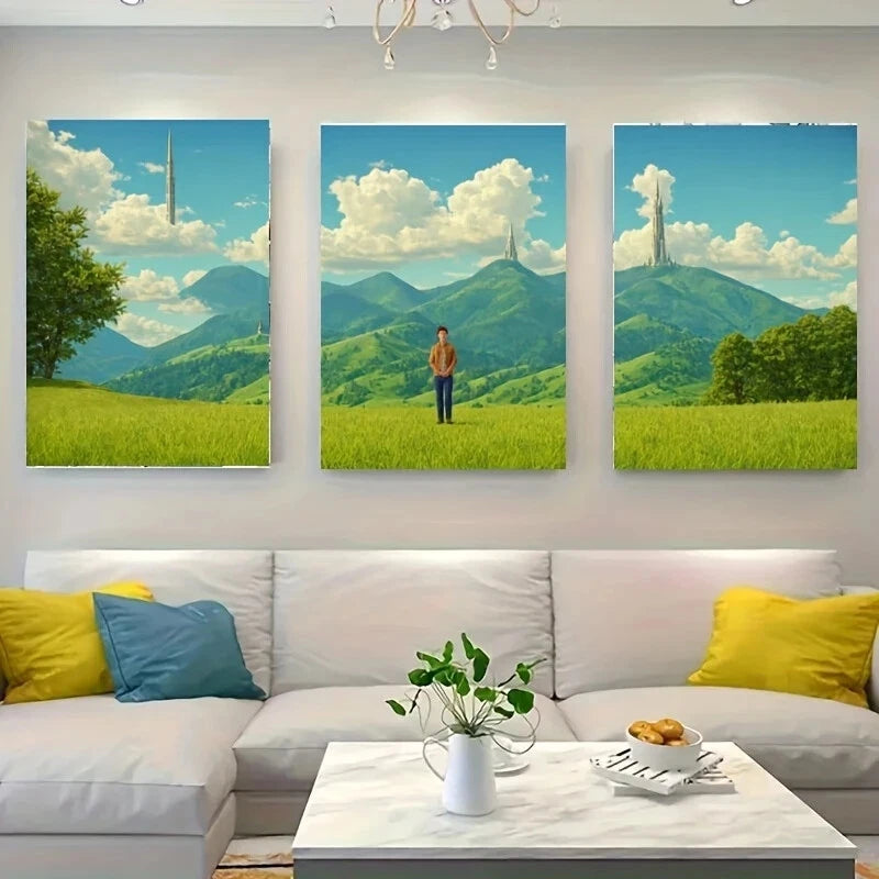 3-Piece Black Simple Metal Wall Art for Men - Ready to Hang Home Decor - Perfect for Living Room, Bedroom or Office Decorations
