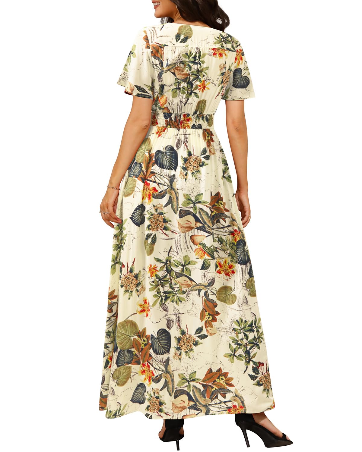 Floral Maxi Dress for Women - Button Up Summer Dress with Side Split & Flowy Print - Perfect for Beach, Party & Vacation Outfits