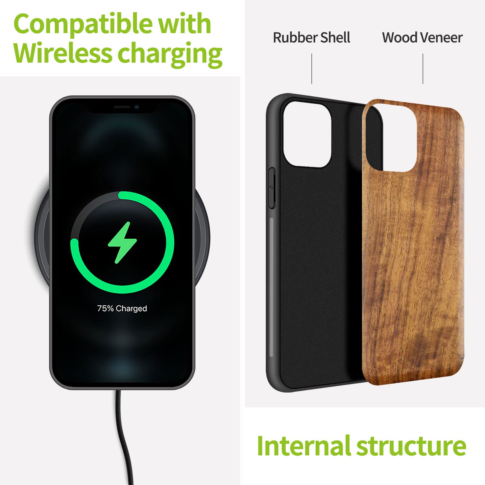 Carveit Real Wood iPhone 11 Pro Max Case - Hard Walnut Wood & Black Soft TPU Shockproof Protective Cover - Durable Wooden Phone Case for Apple iPhone 11 Pro Max - Perfect for Outdoor Adventures & Business Meetings