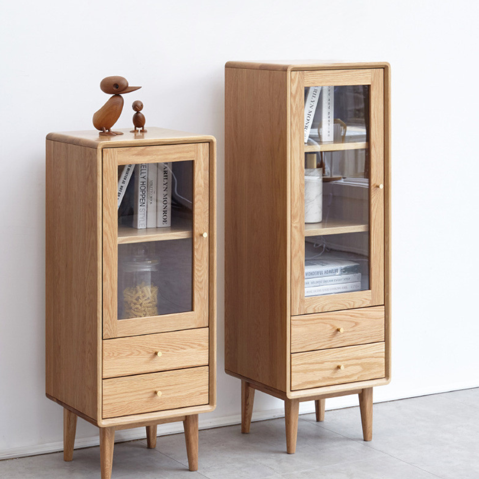 Solid Oak Wood Side Cabinet - Rustic Storage Cabinet for Living Room, Bedroom, or Entryway - Perfect for Organizing Books, Decor & Essentials