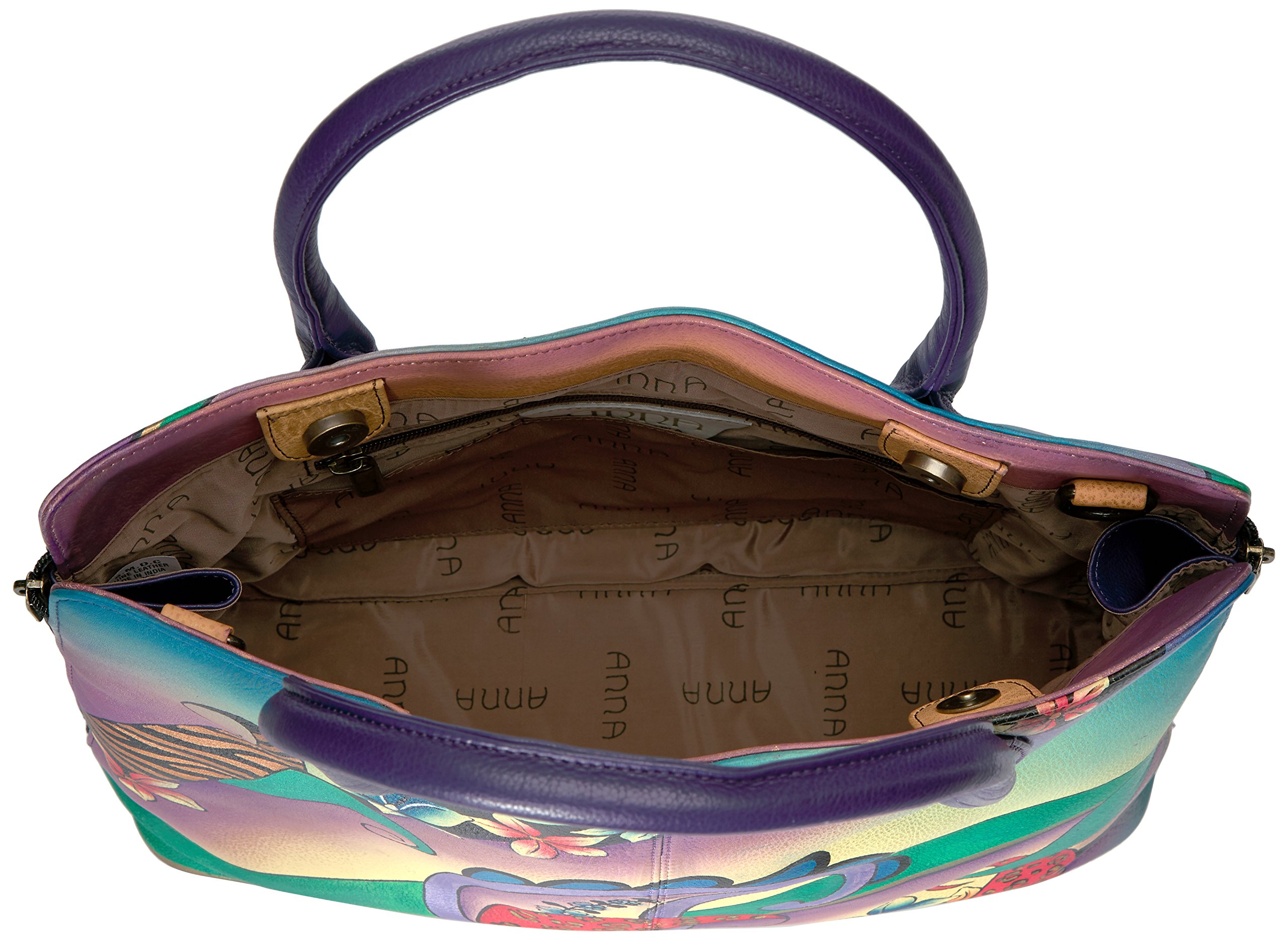 Anna by Anuschka Hand-Painted Genuine Leather Expandable Tote Bag - Large Artisan Purse for Women, Perfect for Work, Travel & Shopping