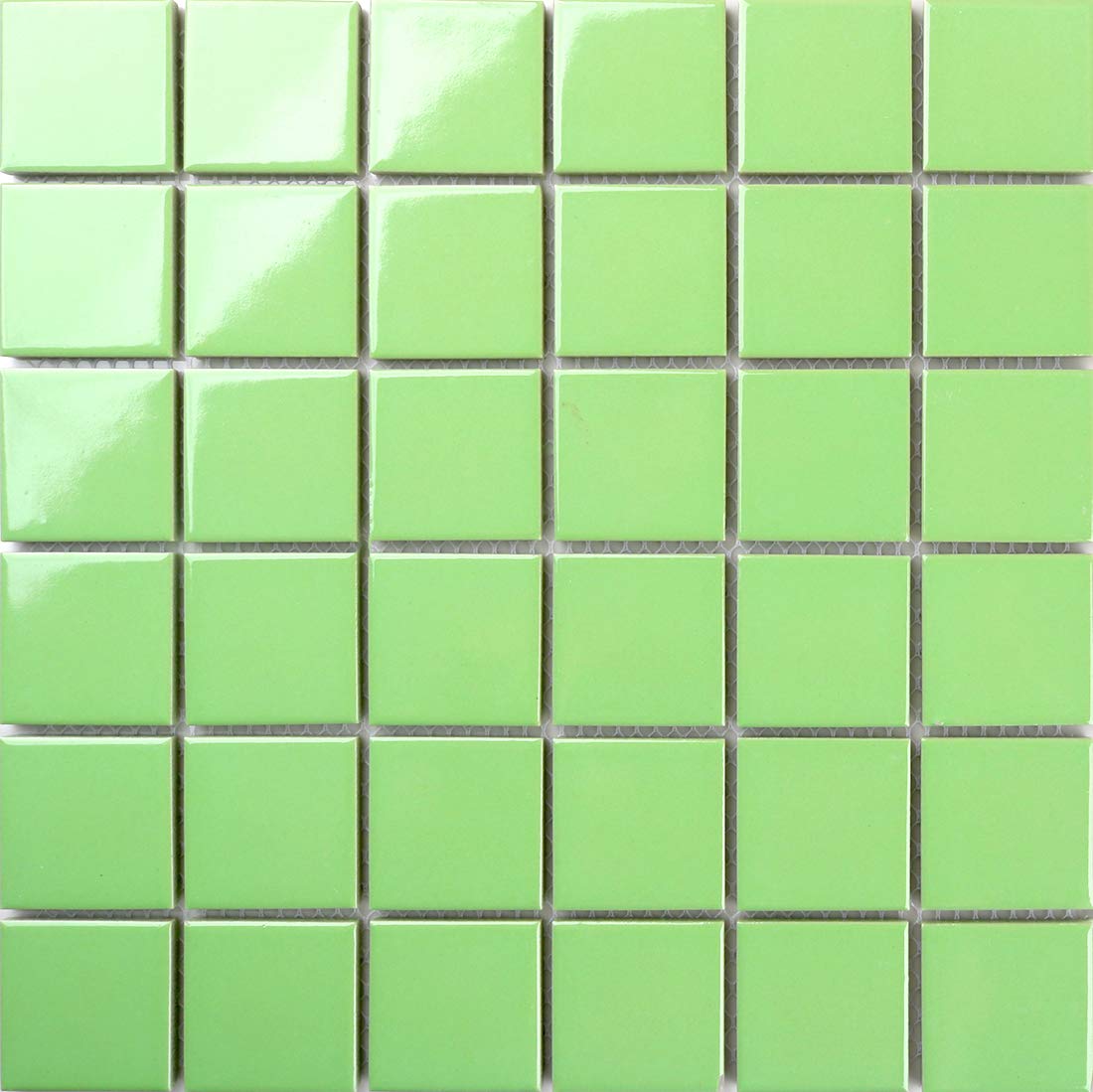YOUYOUCAO Ceramic Mosaic Tiles 1x1 Inch - Colorful Grid Wall Tiles for Kitchen Backsplash, Bathroom, Swimming Pool & Garden Decor (Light Green, 22 Pieces/Box) | Waterproof & Durable for Indoor & Outdoor Use