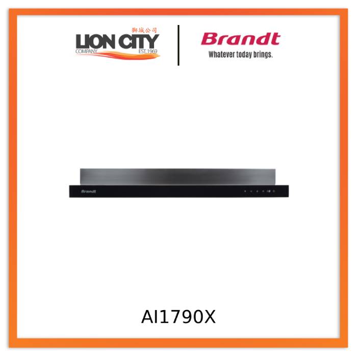 Brandt AI1790X 90cm Stainless Steel Semi-Integrated Range Hood - Powerful Kitchen Ventilation for Modern Homes, Perfect for Cooking, Grilling & Smoke Removal