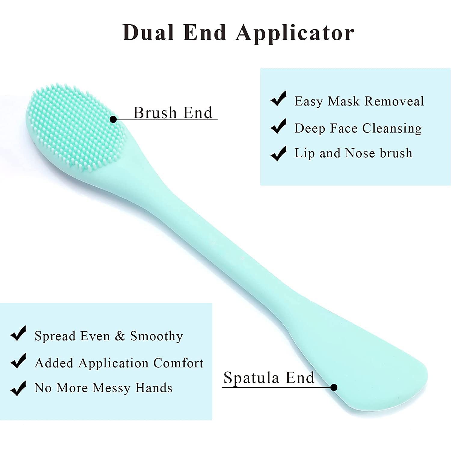 Premium Silicone Dual-Ended Face Mask Brush - Soft Facial Cleansing Scrubber & Lip Brush for Mud, Clay, Charcoal Masks | DIY Cream & Lotion Applicator Tool (Color May Vary) | Perfect for Spa Days & At-Home Skincare Routines
