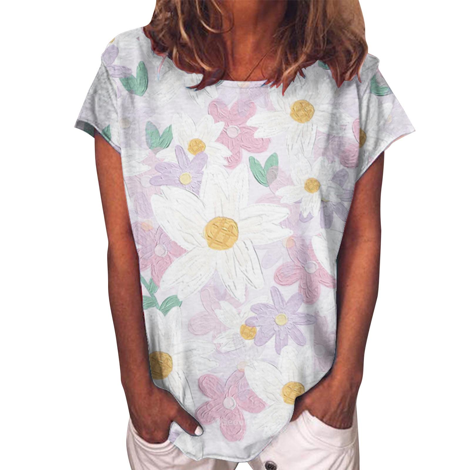 Stylish Women's Cropped Short Sleeve Graphic Tee - Trendy Summer Fashion Top for Casual Outings & Beach Wear