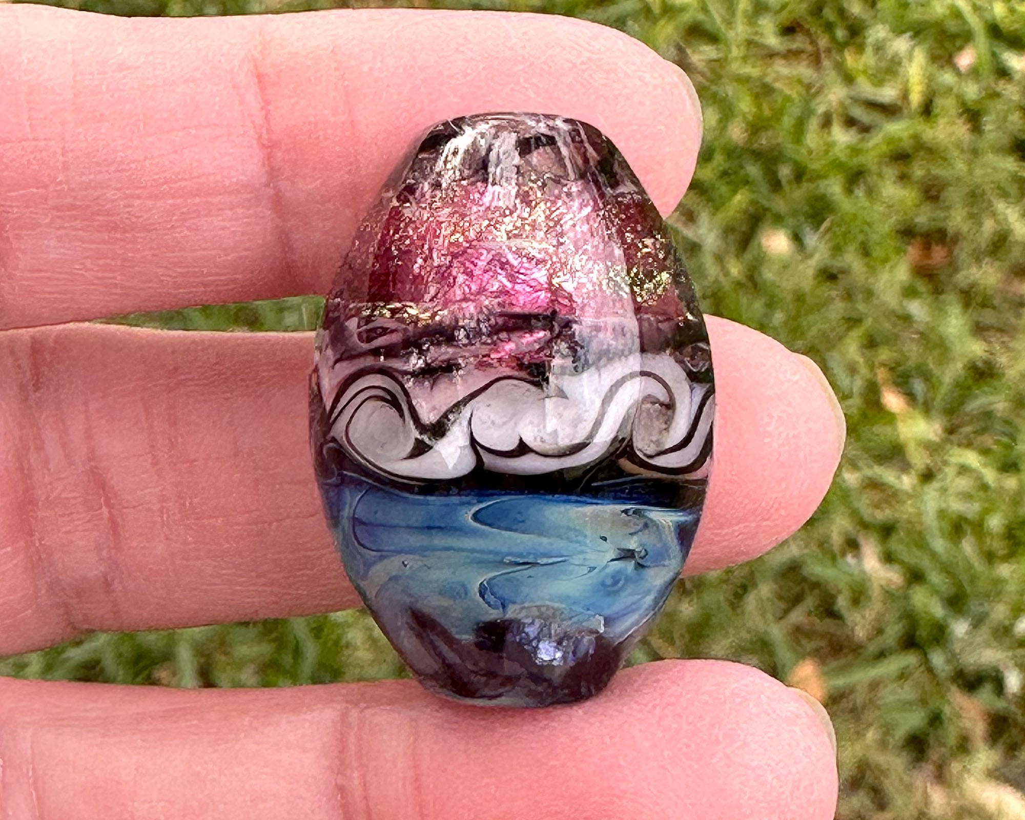 Handmade Magical Twist Lampwork Glass Focal Bead for Jewelry Making - Perfect for Necklaces, Bracelets, and DIY Craft Projects