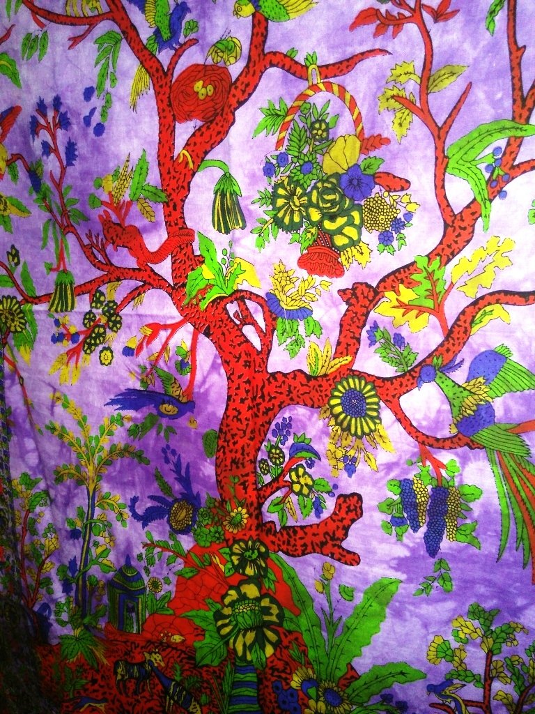 Tie Dye Tree of Life Tapestry Wall Hanging - Indian Mandala Poster, Hippie Boho Wall Art Decor for Bedroom, Dorm, Yoga Studio - Spiritual Meditation & Bohemian Home Decor