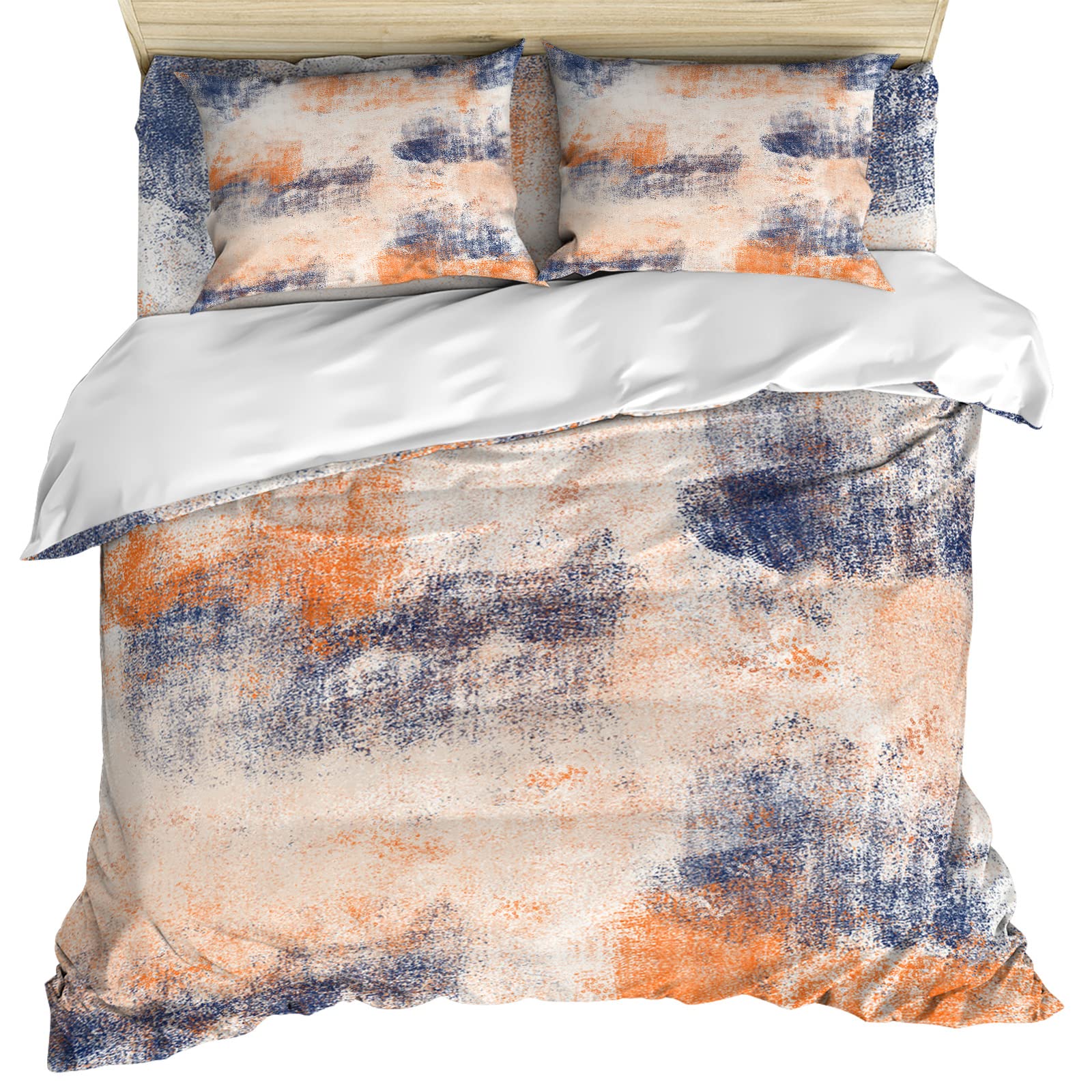 Vintage Orange Oil Painting Queen 4-Piece Bedding Set - Modern Abstract Art Comforter Cover with Sheets & Pillowcases - All Season Warmth for Bedroom Decor | Perfect for Guest Rooms, Master Bedrooms & Cozy Home Styling
