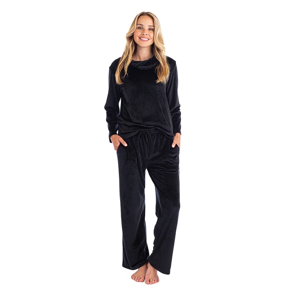 Softies Feather Velour Funnel Neck Lounge Set - Cozy Womens Loungewear Outfit for Home Relaxation, Yoga & Casual Wear | Ultra Soft Jogger Pants & Hoodie Set