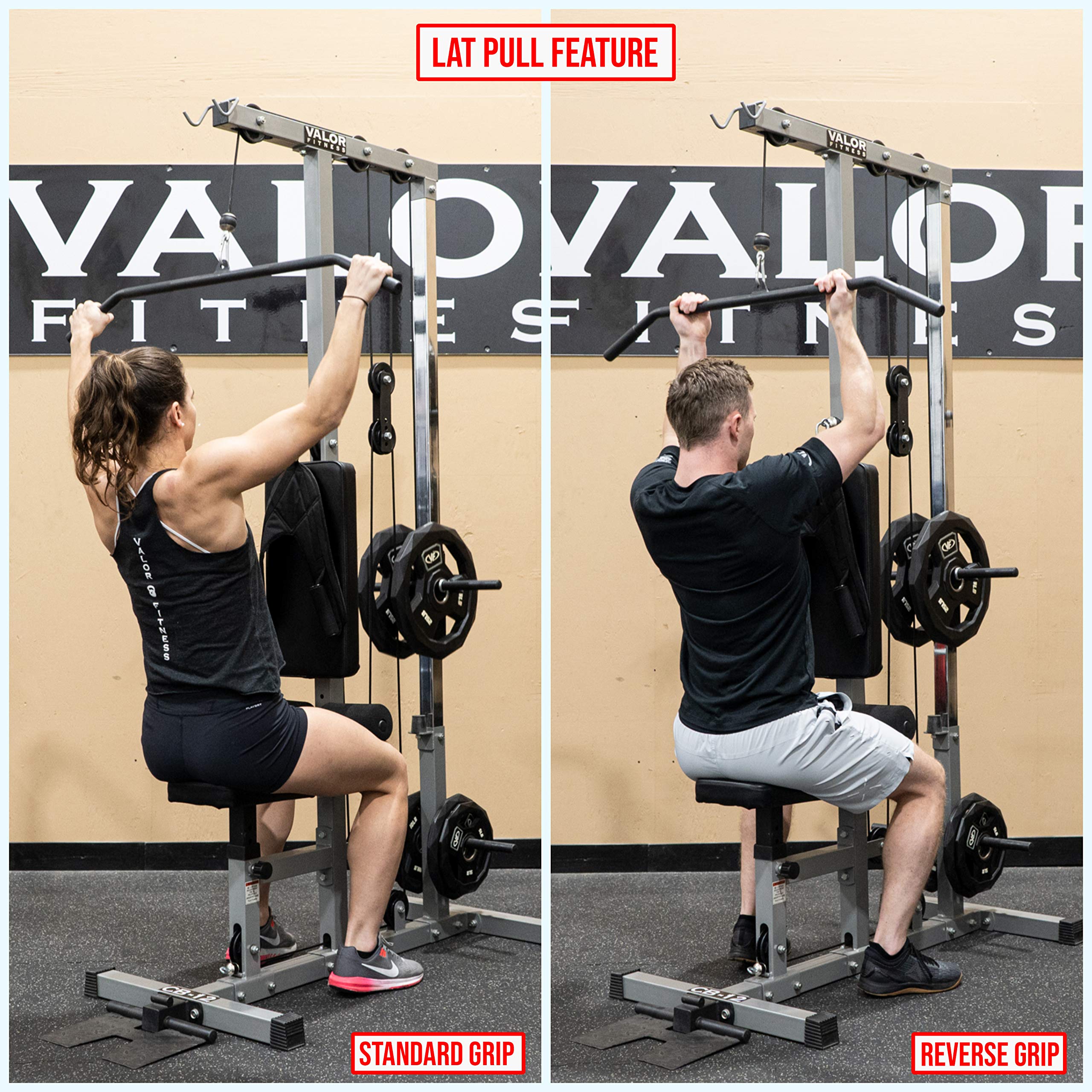 Valor Fitness Cable Machine - Lat Pulldown & Low Row Home Gym Equipment with Attachments | 200 lb Capacity Strength Training System for Upper Body Workouts | Perfect for Home Gym, Garage Workouts & Full-Body Exercise