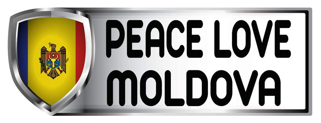 Peace Love Moldova Flag Nationality Sticker - 4x11.5 Inch Bumper Decal for Cars, Laptops & Travel Accessories | Patriotic Moldovan Pride Gift