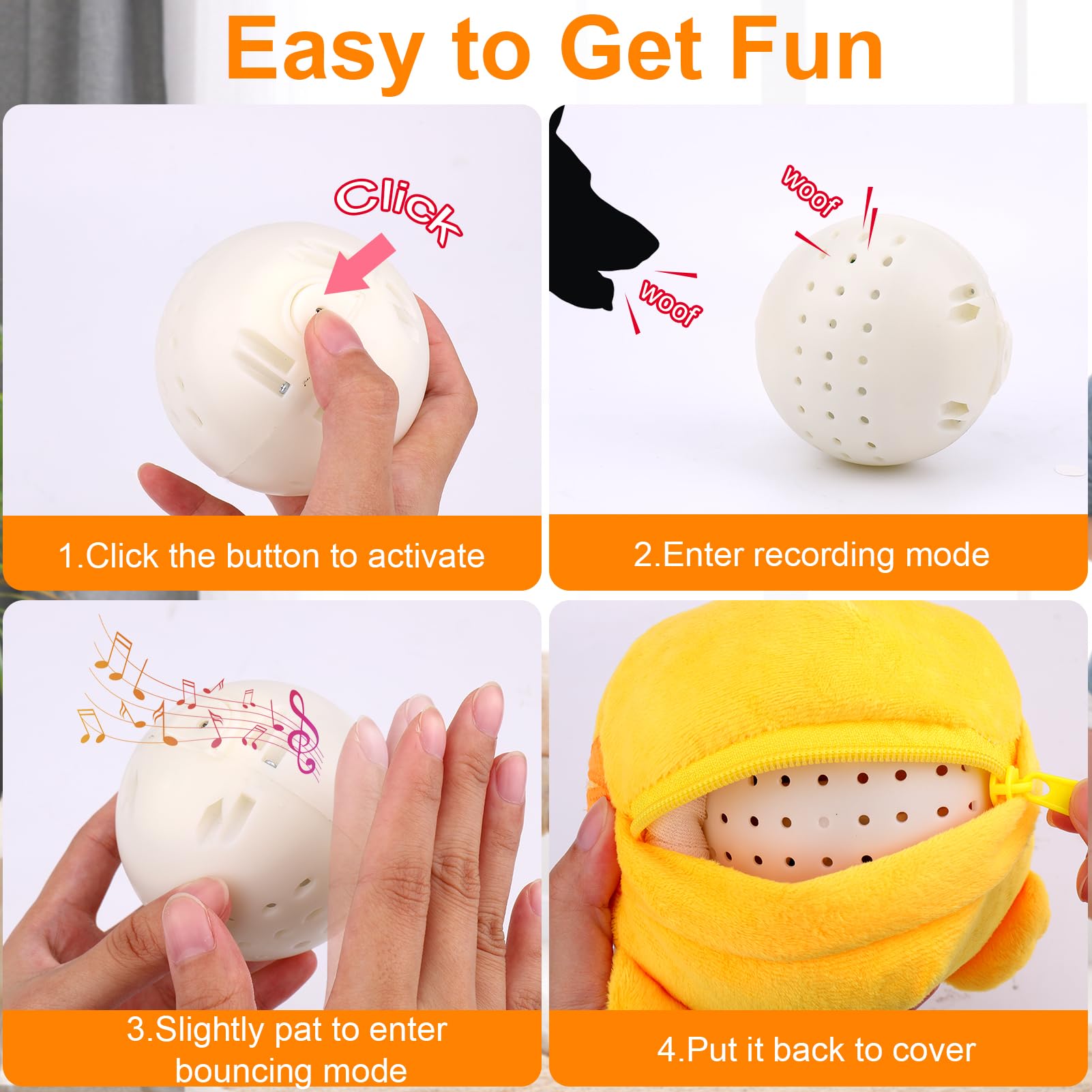 Interactive Dog Toys for Small Medium Large Dogs - Squeaky Moving Ball with Chewable Plush Cover & Music, Active Pet Toy for Chasing & Play (Tiger Pattern) - Perfect for Indoor/Outdoor Playtime & Training