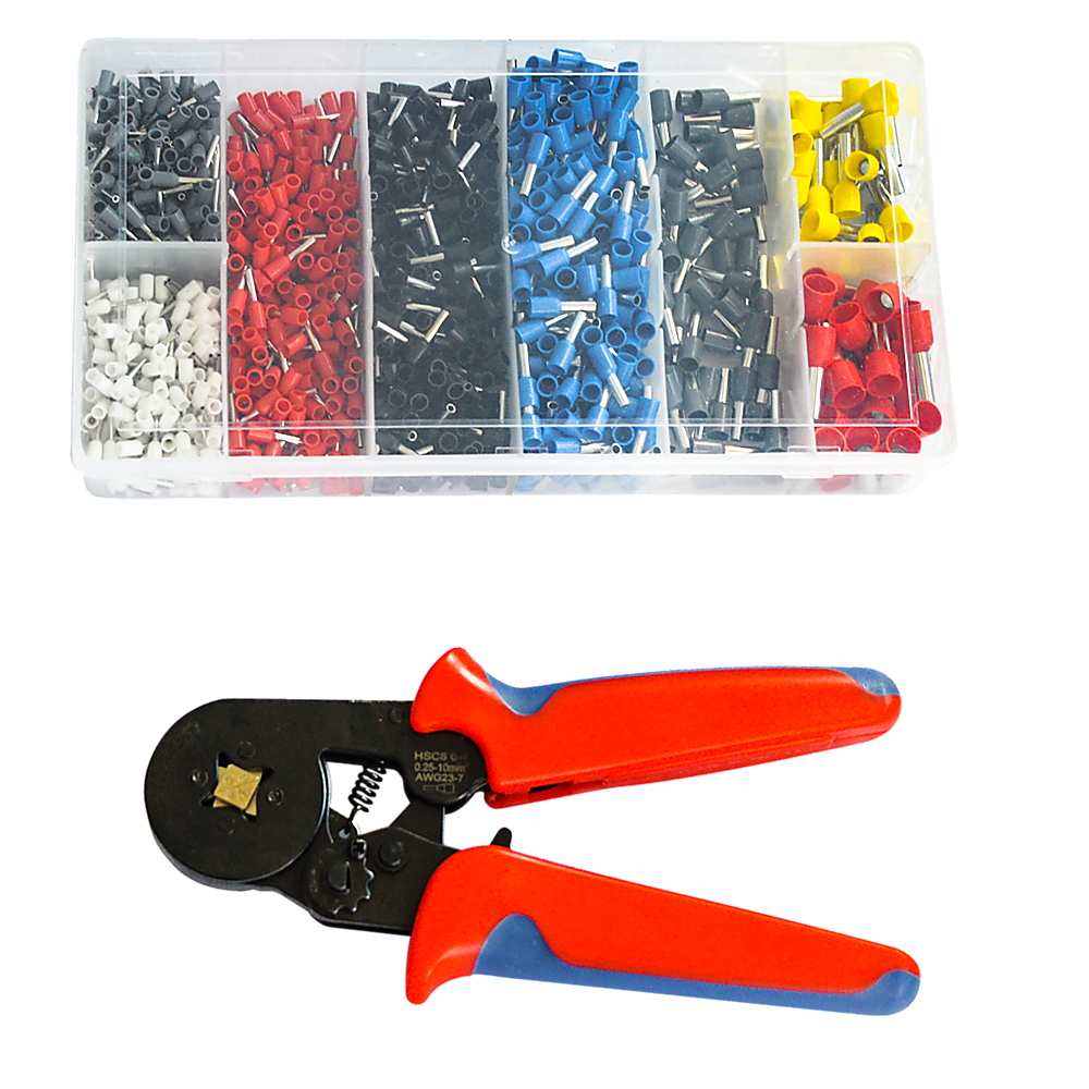 1200Pcs Bootlace Ferrule Crimper Kit - 0.25-10mm² Cord End Ratchet Crimping Tool for Electrical Wiring and DIY Projects